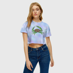 Женская футболка Crop-top 3D Краб морская жизнь - фото 2