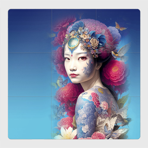 Магнитный плакат 3Х3 Japanese girl - irezumi - tattoo - art