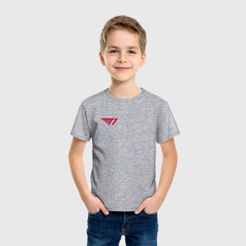 Детская футболка хлопок с принтом T1 red, фото на моделе #1
