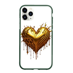 Чехол для iPhone 11 Pro матовый Золотое сердце
