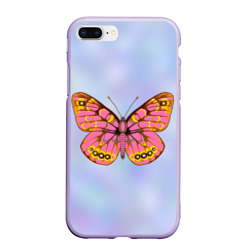 Чехол для iPhone 7Plus/8 Plus матовый Розовая бабочка на снежном фоне