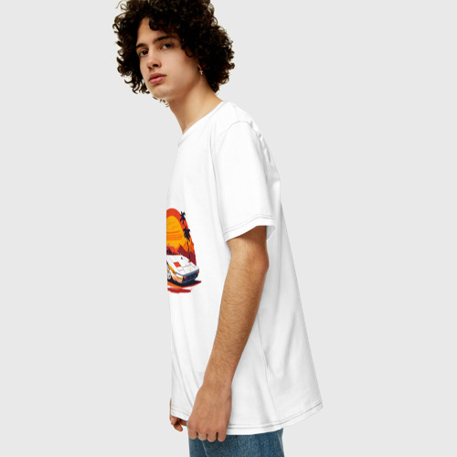 Мужская футболка хлопок Oversize Ретро Феррари, цвет белый - фото 5