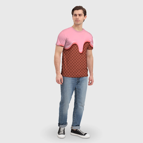Мужская футболка 3D с принтом Ice cream man, вид сбоку #3