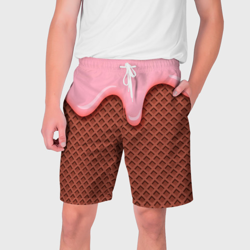 Мужские шорты 3D с принтом Ice cream man, вид спереди #2