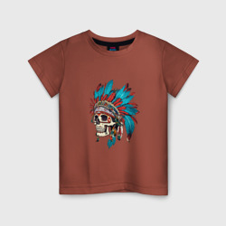 Детская футболка хлопок Череп Индейца с перьями