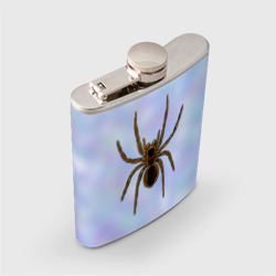 Фляга с принтом Птицеед паук для любого человека, вид спереди №2. Цвет основы: металл