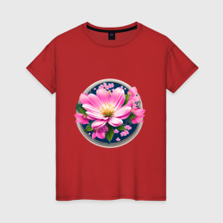 Женская футболка хлопок Цветы лотоса