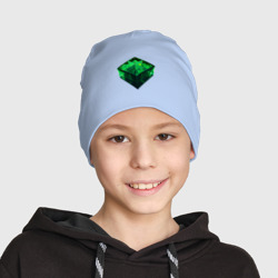Детская шапка демисезонная Куб из зелёного кристалла - фото 2