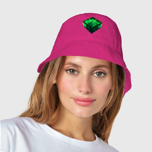 Женская панама хлопок Куб из зелёного кристалла, цвет ярко-розовый - фото 3
