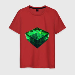Мужская футболка хлопок Куб из зелёного кристалла