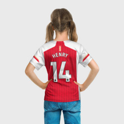 Футболка с принтом Тьерри Анри Арсенал Лондон форма домашняя для ребенка, вид на модели сзади №3. Цвет основы: белый