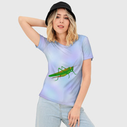 Женская футболка 3D Slim Кузнечик зеленый - фото 2