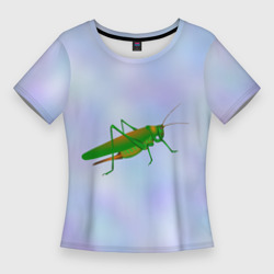 Женская футболка 3D Slim Кузнечик зеленый