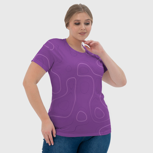 Женская футболка 3D Объемные разводы - яркий фиолетовый - узор Хуф и Ся, цвет 3D печать - фото 6