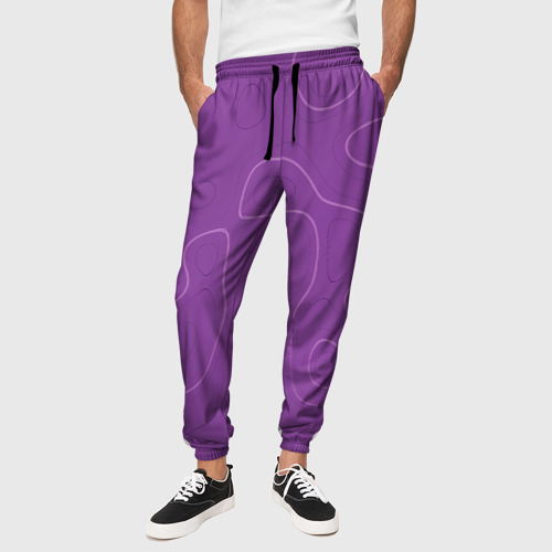 Мужские брюки 3D Объемные разводы - яркий фиолетовый - узор Хуф и Ся, цвет 3D печать - фото 4