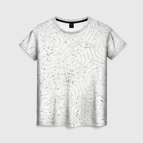 Женская футболка 3D Хаотичная черно-белая рябь - узор Хуф и Ся, цвет 3D печать