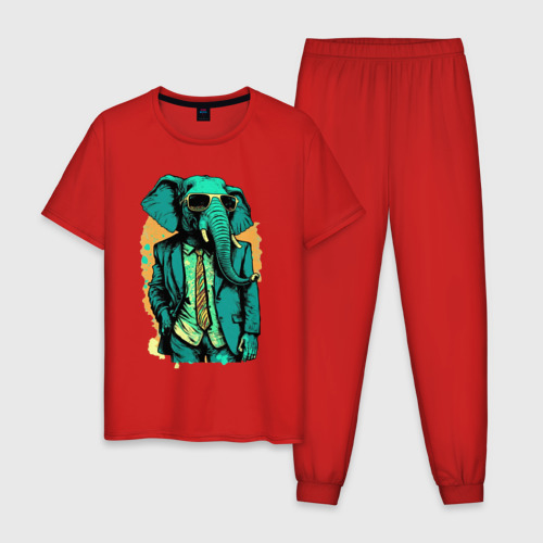 Мужская пижама хлопок с принтом Человек слон, вид спереди #2