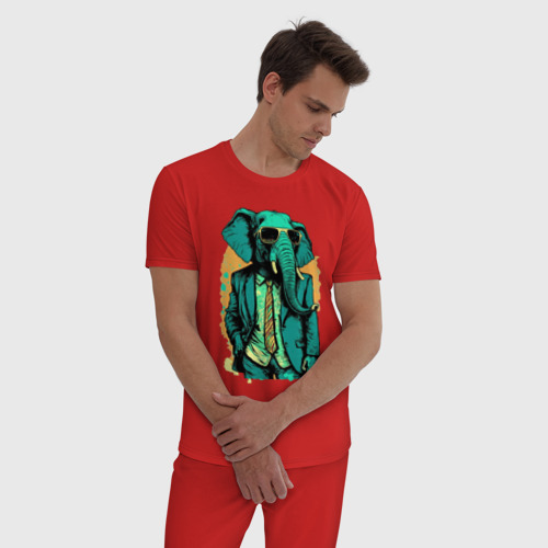 Мужская пижама хлопок с принтом Человек слон, фото на моделе #1