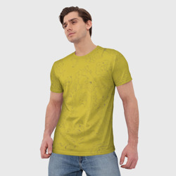 Мужская футболка 3D Рябь - зеленовато-желтый и фиолетовый - узор Хуф и Ся - фото 2