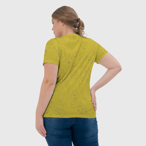 Женская футболка 3D Рябь - зеленовато-желтый и фиолетовый - узор Хуф и Ся, цвет 3D печать - фото 7