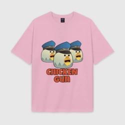 Женская футболка Oversize хлопок texturе Chicken Gun команда синие