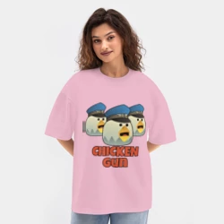 Женская футболка Oversize хлопок texturе Chicken Gun команда синие - фото 2