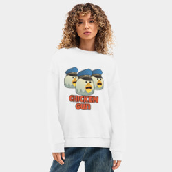 Женский свитшот oversize без начеса хлопок Chicken Gun команда синие - фото 2