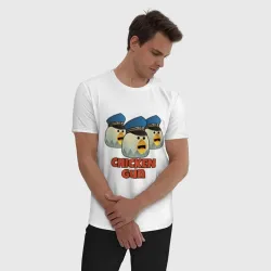 Мужская пижама с белой футболкой хлопок Chicken Gun команда синие - фото 2