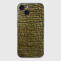 Чехол для iPhone 15 силиконовый с защитой камеры Текстура кожи крокодила