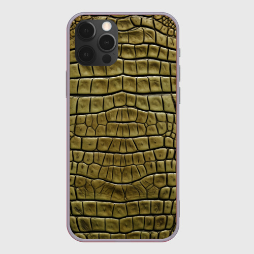 Чехол для iPhone 12 Pro Max с принтом Текстура кожи крокодила, вид спереди #2