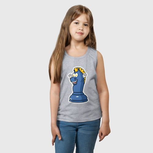 Детская майка хлопок Шахматный конь InChess, цвет меланж - фото 3