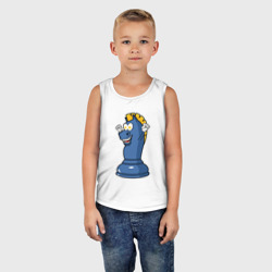 Майка с принтом Шахматный конь InChess для ребенка, вид на модели спереди №3. Цвет основы: белый