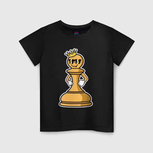 Детская футболка хлопок Шахматная пешка InChess, цвет черный