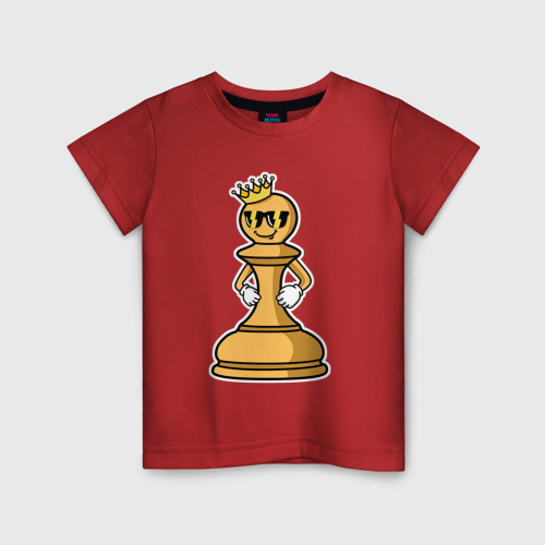 Детская футболка хлопок Шахматная пешка InChess, цвет красный