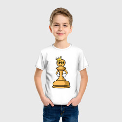 Футболка с принтом Шахматная пешка InChess для ребенка, вид на модели спереди №2. Цвет основы: белый
