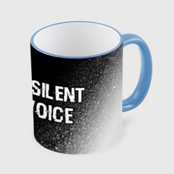 Кружка с полной запечаткой A Silent Voice glitch на темном фоне: надпись и символ