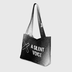 Пляжная сумка 3D A Silent Voice glitch на темном фоне: надпись и символ - фото 2