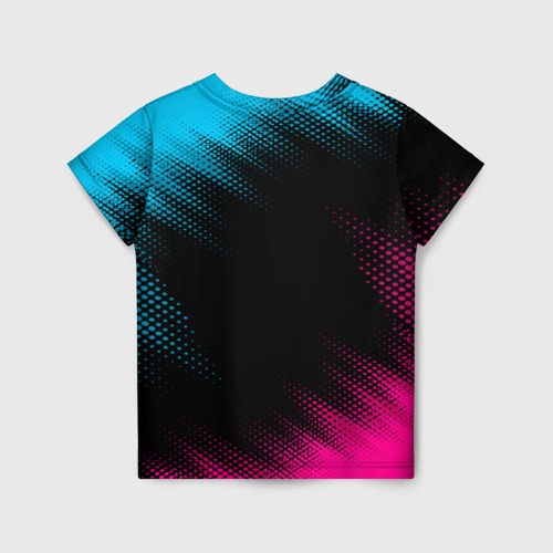 Детская футболка 3D с принтом Exeed - neon gradient, вид сзади #1