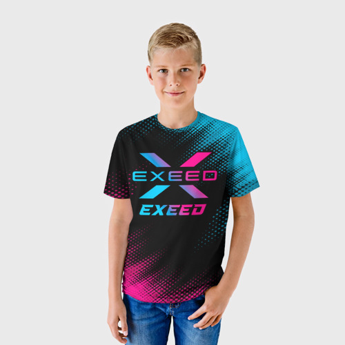 Детская футболка 3D с принтом Exeed - neon gradient, фото на моделе #1