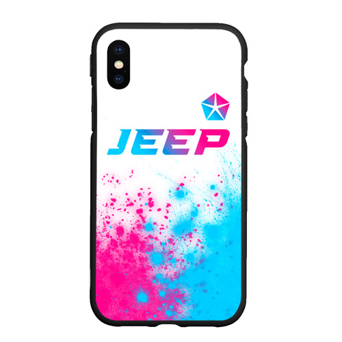 Чехол для iPhone XS Max матовый Jeep neon gradient style: символ сверху