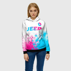 Женская толстовка 3D Jeep neon gradient style: символ сверху - фото 2