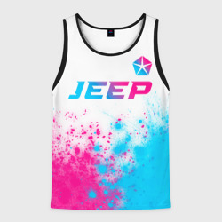 Мужская майка 3D Jeep neon gradient style: символ сверху