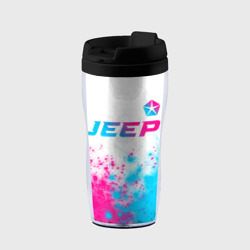 Термокружка-непроливайка Jeep neon gradient style: символ сверху