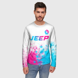 Мужской лонгслив 3D Jeep neon gradient style: символ сверху - фото 2