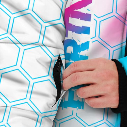 Мужская зимняя куртка 3D с принтом Fortnite neon gradient style: по-вертикали, вид сбоку #3