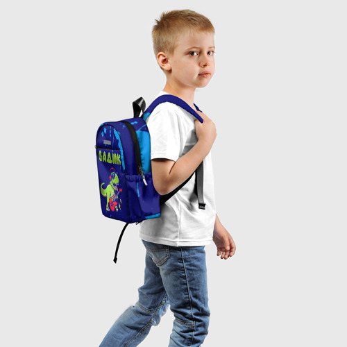 Детский рюкзак 3D с принтом Вадик рокозавр, вид сзади #1
