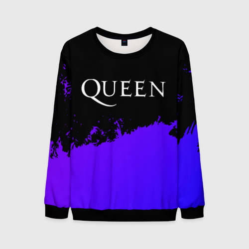 Мужской свитшот 3D с принтом Queen purple grunge, вид спереди #2