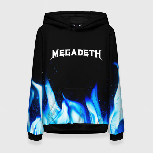 Женская толстовка с принтом Megadeth blue fire, вид спереди №1