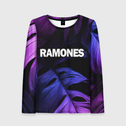 Женский лонгслив 3D Ramones neon monstera