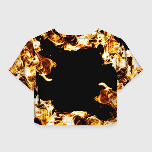 Женская футболка Crop-top 3D Paramore рок кот и огонь, цвет 3D печать - фото 2